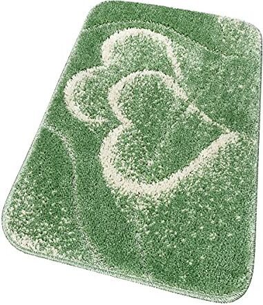 Emmevi Tappeto Bagno Cuori Morbido Shaggy Antiscivolo Camera Letto Doccia mod.IBSCO (B) SET 3 PEZZI VERDE