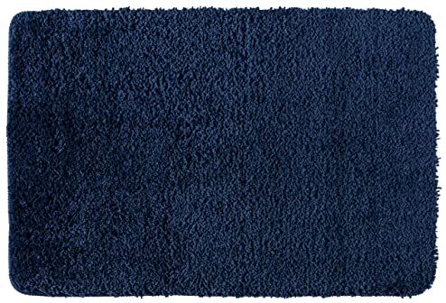 Wenko Tappeto da bagno Belize blu navy 60 x 90 cm Tappetino da bagno, sicuro, soffice, privo di pelucchi, Poliestere, 60 x 90 cm, Blu