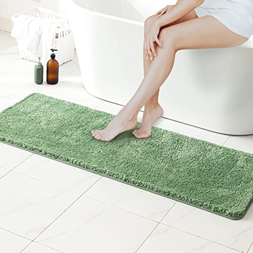 MIULEE 1 Pezzo Tappeto in Microfibra 4 CM Lungo Anti-scivolo Assorbimento dell'acqua Morbido Tappetino da Bagno per Porte d'ingresso Corridoio Doccia Soggiorno 45X120 CM Verde