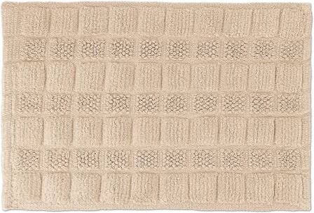 Relaxdays Tappeto da Bagno in Cotone, 60x40 cm, Antiscivolo, Lavabile, Tappetino Doccia e Vasca, Rettangolare, Beige, 100%