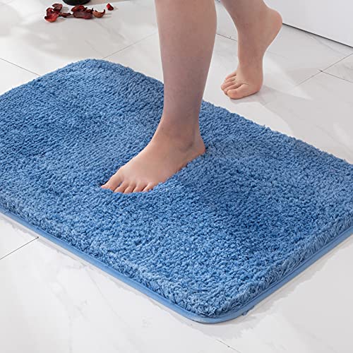 MIULEE 1 Pezzo Tappeto in Microfibra 4 CM Lungo Anti-scivolo Assorbimento dell'acqua Morbido Tappetino da Bagno per Porte d'ingresso Corridoio Doccia Soggiorno 40X60 CM Blu