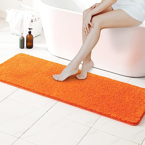 MIULEE 1 Pezzo Tappeto in Microfibra 4 CM Lungo Anti-scivolo Assorbimento dell'acqua Morbido Tappetino da Bagno per Porte d'ingresso Corridoio Doccia Soggiorno 45X120 CM Arancione