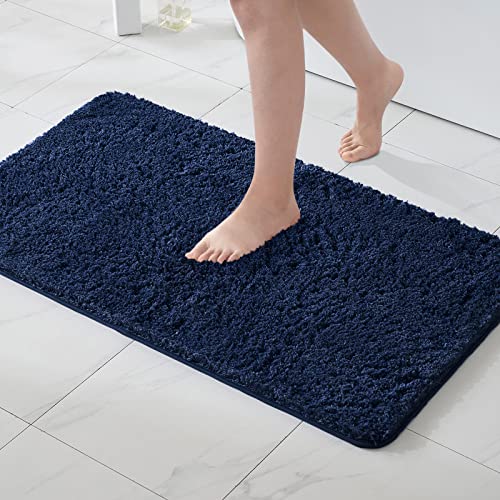 MIULEE 1 Pezzo Tappeto in Microfibra 4 CM Lungo Anti-scivolo Assorbimento dell'acqua Morbido Tappetino da Bagno per Porte d'ingresso Corridoio Doccia Soggiorno 40X60 CM Blu Navy