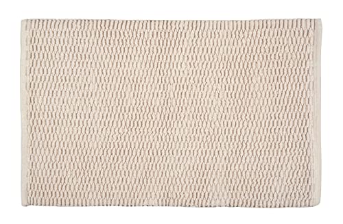 Wenko Scendibagno Mona, moderno scendibagno con design intrecciato, 100% cotone, accessorio per bagno con lato inferiore antisdrucciolo, tappetino bagno 50 x 80 cm, versatile, lavabile, grigio scuro