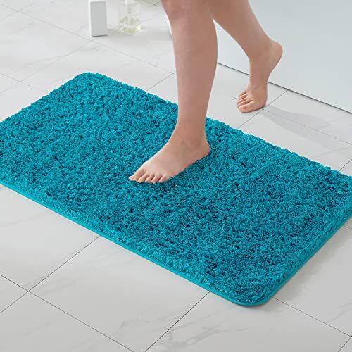 MIULEE 1 Pezzo Tappeto in Microfibra 4 CM Lungo Anti-scivolo Assorbimento dell'acqua Morbido Tappetino da Bagno per Porte d'ingresso Corridoio Doccia Soggiorno 70x120 CM Blu Verde