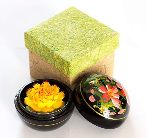 Lanna Lanna Fiore di sapone in scatola di legno di mango fatto a mano, 8 x 8 x 8 cm, in confezione regalo