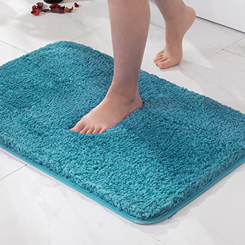 MIULEE 1 Pezzo Tappeto in Microfibra 4 CM Lungo Anti-scivolo Assorbimento dell'acqua Morbido Tappetino da Bagno per Porte d'ingresso Corridoio Doccia Soggiorno 60x90 CM Blu Verde