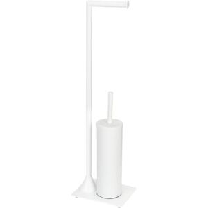 Wenko Porta scopino WC mod. Hella, porta carta igienica, porta scopino con scopino, in acciaio laccato, 15 x 69 x 20 cm, bianco opaco Wenko Porta scopino WC mod. Hella, porta carta igienica, porta scopino con scopino, in acciaio laccato, 15 x 69 x 20 cm, bianco opaco