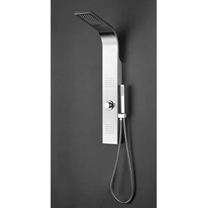 MARWELL Troya Pannello doccia in acciaio inox spazzolato, 100 x 14 cm, set doccia con 3 diverse funzioni, doccia a pioggia, doccia massaggiante e doccetta a mano, manopole anticalcare MARWELL Troya Pannello doccia in acciaio inox spazzolato, 100 x 14 cm, set doccia con 3 diverse funzioni, doccia a pioggia, doccia massaggiante e doccetta a mano, manopole anticalcare