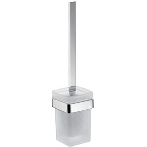 Emco Loft Porta spazzolino WC da Parete, con Bicchiere in Cristallo Satinato e Manico Cromato Emco Loft Porta spazzolino WC da Parete, con Bicchiere in Cristallo Satinato e Manico Cromato
