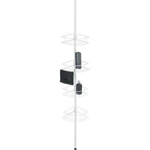 Wenko Mensola angolare Telescopica mod. Dolcedo Bianco Opaco Mensola Angolare con 4 Cestini Montaggio Senza Foratura in Acciaio Inox Wenko Mensola angolare Telescopica mod. Dolcedo Bianco Opaco Mensola Angolare con 4 Cestini Montaggio Senza Foratura in Acciaio Inox