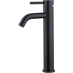 Ibergrif Rubinetto per Bagno Nero Opaco, Rubinetto per Lavabo Alto con Altezza del Beccuccio 205 mm per Lavabo da Appoggio, Miscelatore per Lavabo con Acqua Calda e Fredda, Miscelatore Monocomando Ibergrif Rubinetto per Bagno Nero Opaco, Rubinetto per Lavabo Alto con Altezza del Beccuccio 205 mm per Lavabo da Appoggio, Miscelatore per Lavabo con Acqua Calda e Fredda, Miscelatore Monocomando