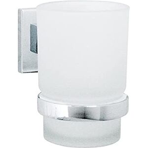 Fackelmann Bicchiere Porta spazzolini in Vetro con Supporto da Parete in Metallo Lucido Cromato, 7 x 10 x 11 cm Circa Fackelmann Bicchiere Porta spazzolini in Vetro con Supporto da Parete in Metallo Lucido Cromato, 7 x 10 x 11 cm Circa