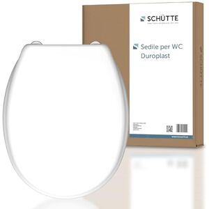 SCHÜTTE Toilet Seat Without Soft-Close Mechanism, Toilet Lid with Metal Hinges, Scratch-Resistant Duroplastic, Toilet Lid and Seat Maximum Load 150 kg, Universal Size, White SCHÜTTE Toilet Seat Without Soft-Close Mechanism, Toilet Lid with Metal Hinges, Scratch-Resistant Duroplastic, Toilet Lid and Seat Maximum Load 150 kg, Universal Size, White