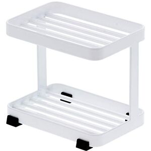 YAMAZAKI TOWER 2~Tiered Soap Tray, white, Steel, 11 x 7.5 x 9.5 cm YAMAZAKI TOWER 2~Tiered Soap Tray, white, Steel, 11 x 7.5 x 9.5 cm
