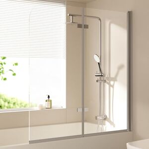 EMKE Vasca da bagno pieghevole per vasca da bagno, 120 x 140 cm, 2 pezzi, divisorio per doccia per vasca da bagno, 6 mm, vetro di sicurezza EMKE Vasca da bagno pieghevole per vasca da bagno, 120 x 140 cm, 2 pezzi, divisorio per doccia per vasca da bagno, 6 mm, vetro di sicurezza