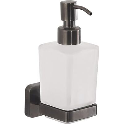Dispenser Gedy Tonga - Gun Metal - Acciaio inossidabile - Vetro satinato - 220ml - 10 anni Dispenser Gedy Tonga - Gun Metal - Acciaio inossidabile - Vetro satinato - 220ml - 10 anni