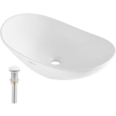 VEVOR Lavandino da Appoggio ovale, 60 x 36 cm per il Bagno, Lavabo da Appoggio in Ceramica Bianca Sopra il Piano, Stile Moderno, Luminoso ed Elegante, Lavandino per Bagno, Hotel, Toilette, Camper VEVOR Lavandino da Appoggio ovale, 60 x 36 cm per il Bagno, Lavabo da Appoggio in Ceramica Bianca Sopra il Piano, Stile Moderno, Luminoso ed Elegante, Lavandino per Bagno, Hotel, Toilette, Camper