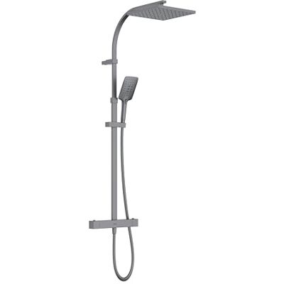 Bristan Quadrato Safe Touch regolabile termostatico rigido barra doccia pistola metallo Bristan Quadrato Safe Touch regolabile termostatico rigido barra doccia pistola metallo