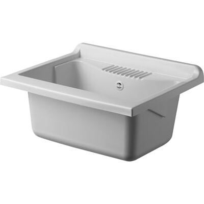 Negrari Vasca ad appoggio in resina PP per Lavatoio, Resistente all'umidità, Resistente agli acidi di uso comune, Kit di scarico incluso, Interno e Esterno, L60 x P50 x H30 cm, Bianco Negrari Vasca ad appoggio in resina PP per Lavatoio, Resistente all'umidità, Resistente agli acidi di uso comune, Kit di scarico incluso, Interno e Esterno, L60 x P50 x H30 cm, Bianco