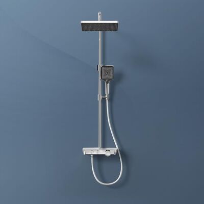 EMKE Sistema doccia con termostato, set completo con doccia a pioggia, termostato, colonna doccia, doccetta a mano con 3 livelli di getto, certificato KTW, set doccia con ripiano in vetro, cromato EMKE Sistema doccia con termostato, set completo con doccia a pioggia, termostato, colonna doccia, doccetta a mano con 3 livelli di getto, certificato KTW, set doccia con ripiano in vetro, cromato