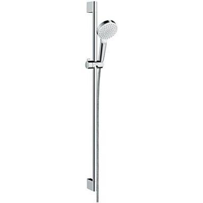 Hansgrohe Crometta Set doccia 1 getto EcoSmart 9 l/min con asta doccia 90 cm, bianco/cromo, Hansgrohe Crometta Set doccia 1 getto EcoSmart 9 l/min con asta doccia 90 cm, bianco/cromo,