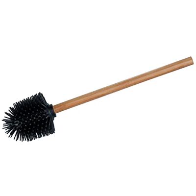 Wenko Spazzola per WC in silicone di ricambio per combinazioni da bagno,manico in bambù e testa sostituibile in silicone per pulizia della toilette, (L/P x A): Ø 7,5 x 35 cm, marrone/nero, Wenko Spazzola per WC in silicone di ricambio per combinazioni da bagno,manico in bambù e testa sostituibile in silicone per pulizia della toilette, (L/P x A): Ø 7,5 x 35 cm, marrone/nero,