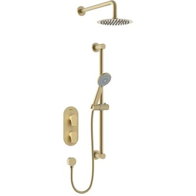 Bristan Kit doccia termostatico a clessidra con due uscite, tecnologia Safe Touch, finitura in ottone spazzolato Bristan Kit doccia termostatico a clessidra con due uscite, tecnologia Safe Touch, finitura in ottone spazzolato