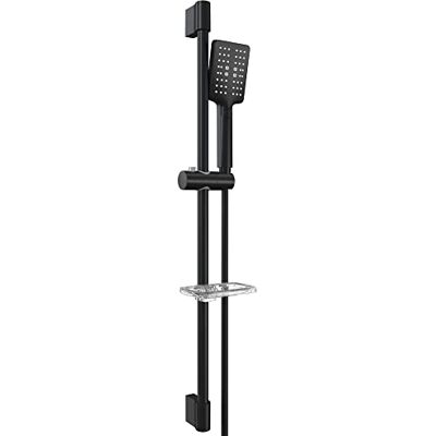 EMKE Set doccia con doccetta a mano, sistema doccia, set doccia a pioggia con portasapone e supporto, soffione doccia con tubo da 1,5 m, set doccia per bagno, set doccia nero EMKE Set doccia con doccetta a mano, sistema doccia, set doccia a pioggia con portasapone e supporto, soffione doccia con tubo da 1,5 m, set doccia per bagno, set doccia nero