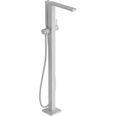 Hansgrohe Tecturis E Rubinetto per vasca da bagno a pavimento per 2 utenze, con soffione (2 getti) e tubo doccia da 1,25 m, Miscelatore monocomando per vasca, bianco opaco, Hansgrohe Tecturis E Rubinetto per vasca da bagno a pavimento per 2 utenze, con soffione (2 getti) e tubo doccia da 1,25 m, Miscelatore monocomando per vasca, bianco opaco,