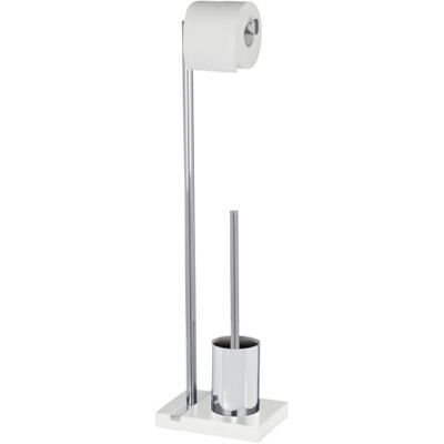 Wenko 0 Porta spazzolino WC in poliresina e cromo, 20 x 74 x 15 cm, colore: Bianco Wenko 0 Porta spazzolino WC in poliresina e cromo, 20 x 74 x 15 cm, colore: Bianco