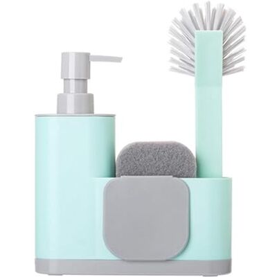 VIGAR Set Lavello Spugna, Spazzola, Spatola e Dosatore di Sapone 18,5 x 5 x 26 cm Monoblocco Serbatoio da 350 ml No Stripe Colore Turchese VIGAR Set Lavello Spugna, Spazzola, Spatola e Dosatore di Sapone 18,5 x 5 x 26 cm Monoblocco Serbatoio da 350 ml No Stripe Colore Turchese