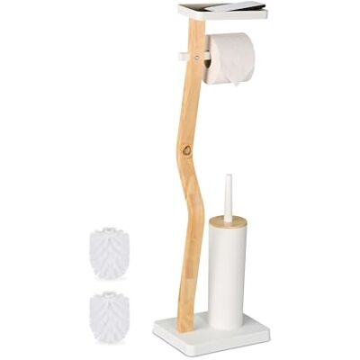 Set bagno in bambù Relaxdays - Spazzola e supporto, 80,5x23x18cm Set bagno in bambù Relaxdays - Spazzola e supporto, 80,5x23x18cm