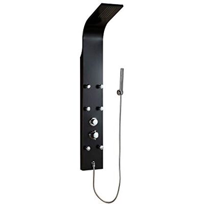 DP Griferia DP Bath Colonna Doccia Idromassaggio, Alluminio, Nero DP Griferia DP Bath Colonna Doccia Idromassaggio, Alluminio, Nero