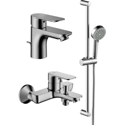 Hansa Basic Set da bagno con miscelatore per lavabo, vasca e doccia Hansa Basic Set da bagno con miscelatore per lavabo, vasca e doccia