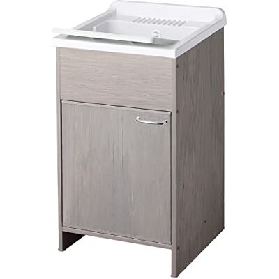 Negrari Lavatoio in Resina PVC per ambienti umidi, Resistente nel tempo, Kit di scarico incluso, L50 x P50 x H84, Effetto Rovere Negrari Lavatoio in Resina PVC per ambienti umidi, Resistente nel tempo, Kit di scarico incluso, L50 x P50 x H84, Effetto Rovere