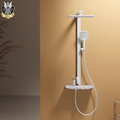 EMKE Sistema doccia con termostato, bianco opaco, flusso regolabile, doccia a pioggia, set doccia con doccia a pioggia da 36 x 24 cm, set doccia con quantità di acqua regolabile, doccetta a 4 getti EMKE Sistema doccia con termostato, bianco opaco, flusso regolabile, doccia a pioggia, set doccia con doccia a pioggia da 36 x 24 cm, set doccia con quantità di acqua regolabile, doccetta a 4 getti