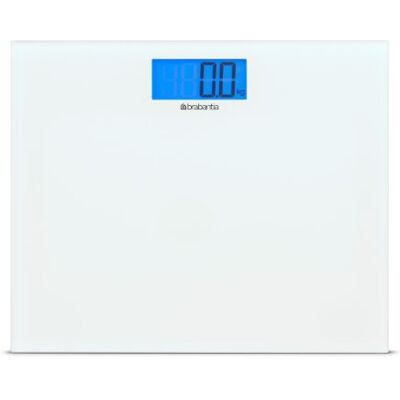 Brabantia Bathroom Scale Bilancia Pesapersone con Pile, Digitale, Bianco/Vetro Brabantia Bathroom Scale Bilancia Pesapersone con Pile, Digitale, Bianco/Vetro