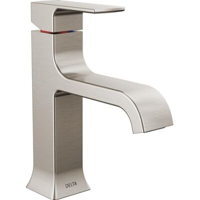 DELTA Velum Brushed Nickel Bathroom Faucet 1 Hole, Single Hole Bathroom Sink Faucet for Vanity, Metal Push-Pop Drain Assembly, Stainless DELTA Velum Brushed Nickel Bathroom Faucet 1 Hole, Single Hole Bathroom Sink Faucet for Vanity, Metal Push-Pop Drain Assembly, Stainless