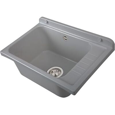 Negrari Pilozzo a Muro in polipropilene con pilettone in metallo, Resistente agli agenti atmosferici, Kit di fissaggio e Kit di scarico inclusi, Esterno e Interno, 58L x 38P x 21H cm, Grigio Negrari Pilozzo a Muro in polipropilene con pilettone in metallo, Resistente agli agenti atmosferici, Kit di fissaggio e Kit di scarico inclusi, Esterno e Interno, 58L x 38P x 21H cm, Grigio