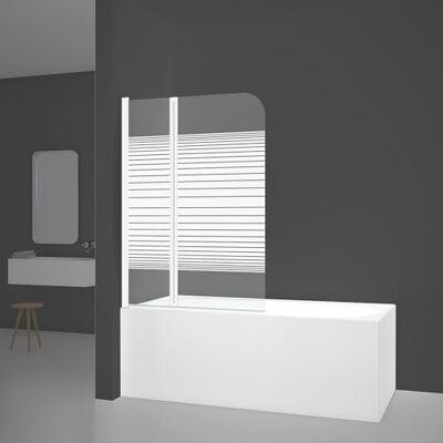 MARWELL Vasca da bagno White Lines 100 x 140 cm – Pannello doccia pieghevole in 2 pezzi bianco opaco – Pannello doccia in vetro di sicurezza monolastra da 4 mm per vasca da bagno MARWELL Vasca da bagno White Lines 100 x 140 cm – Pannello doccia pieghevole in 2 pezzi bianco opaco – Pannello doccia in vetro di sicurezza monolastra da 4 mm per vasca da bagno