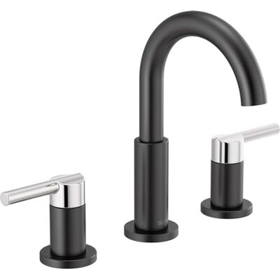 DELTA Rubinetto Nicoli Rubinetto da bagno diffuso a 3 fori, Rubinetto da bagno nero/cromato, Rubinetto per lavabo da bagno, Rubinetto da bagno a 2 maniglie, Rubinetto da bagno, Gruppo scarico, Nero DELTA Rubinetto Nicoli Rubinetto da bagno diffuso a 3 fori, Rubinetto da bagno nero/cromato, Rubinetto per lavabo da bagno, Rubinetto da bagno a 2 maniglie, Rubinetto da bagno, Gruppo scarico, Nero