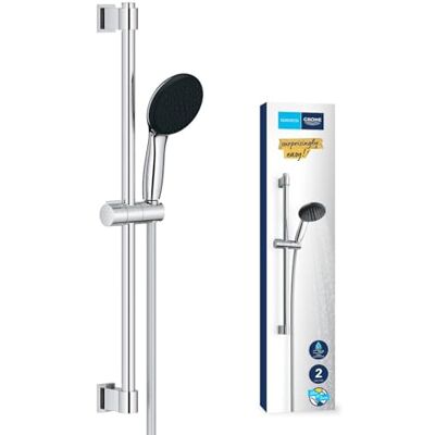 Grohe Vitalio Start 110 Set Saliscendi Doccia (2 getti Rain e Jet, asta 600 mm, flessibile, SpeedClean anticalcare), Cromo, Grohe Vitalio Start 110 Set Saliscendi Doccia (2 getti Rain e Jet, asta 600 mm, flessibile, SpeedClean anticalcare), Cromo,