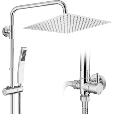 Auralum Colonna Doccia senza Miscelatore, Colonna Doccia Acciaio Inox con Saliscendi Doccia Altezza Regolabile 72-110cm, Asta Doccia con Soffione e Doccetta, Doccia Soffione con Doccetta Cromo 25x25cm Auralum Colonna Doccia senza Miscelatore, Colonna Doccia Acciaio Inox con Saliscendi Doccia Altezza Regolabile 72-110cm, Asta Doccia con Soffione e Doccetta, Doccia Soffione con Doccetta Cromo 25x25cm