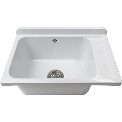 Negrari Pilozzo a Muro in PP con pilettone in metallo, Resistente agli agenti atmosferici, Kit di fissaggio e Kit di scarico inclusi, 58L x 38P x 21H cm, bianco Negrari Pilozzo a Muro in PP con pilettone in metallo, Resistente agli agenti atmosferici, Kit di fissaggio e Kit di scarico inclusi, 58L x 38P x 21H cm, bianco