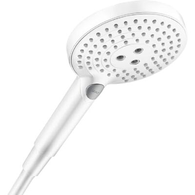 Hansgrohe Raindance Select S Soffione doccia con 3 tipi di getto (con PowderRain), soffione doccia rotondo (diametro 120 mm), soffione doccia con funzione anticalcare, bianco opaco Hansgrohe Raindance Select S Soffione doccia con 3 tipi di getto (con PowderRain), soffione doccia rotondo (diametro 120 mm), soffione doccia con funzione anticalcare, bianco opaco