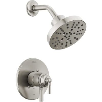 DELTA Faucet Saylor Serie 17 Kit di finiture per valvola doccia in nichel spazzolato con soffione doccia H2Okinetic, sistema doccia , set rubinetto doccia, soffione doccia e maniglia, in acciaio DELTA Faucet Saylor Serie 17 Kit di finiture per valvola doccia in nichel spazzolato con soffione doccia H2Okinetic, sistema doccia , set rubinetto doccia, soffione doccia e maniglia, in acciaio