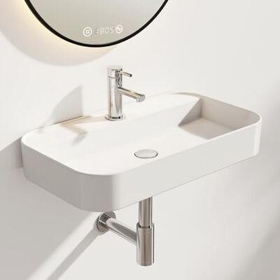 EMKE Lavabo – Lavabo sospeso per bagno & WC ospiti – 70 × 40 × 11 cm Lavabo in ceramica di alta qualità – Lavabo quadrato – Bianco EMKE Lavabo – Lavabo sospeso per bagno & WC ospiti – 70 × 40 × 11 cm Lavabo in ceramica di alta qualità – Lavabo quadrato – Bianco