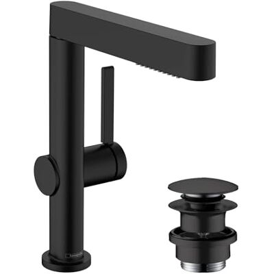 Hansgrohe Finoris Miscelatore monocomando lavabo 230 con doccetta estraibile, 2jet e push-open, nero opaco, Hansgrohe Finoris Miscelatore monocomando lavabo 230 con doccetta estraibile, 2jet e push-open, nero opaco,