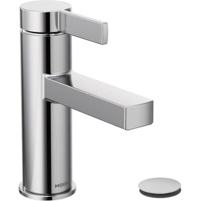 MOEN Beric Rubinetto singolo foro per bagno con scarico assemblato, cromato MOEN Beric Rubinetto singolo foro per bagno con scarico assemblato, cromato